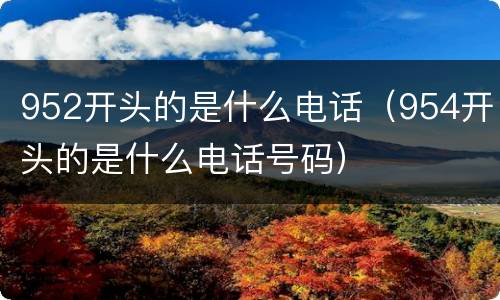 952开头的是什么电话（954开头的是什么电话号码）