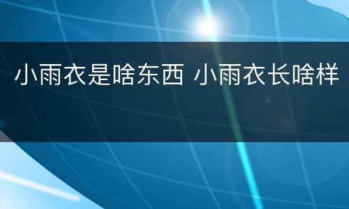 小雨衣是啥东西 小雨衣长啥样