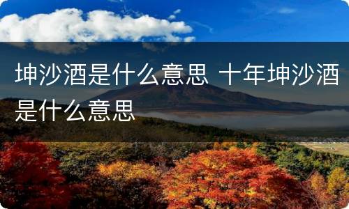 坤沙酒是什么意思 十年坤沙酒是什么意思
