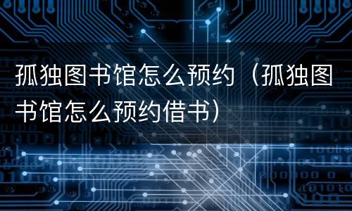 孤独图书馆怎么预约（孤独图书馆怎么预约借书）