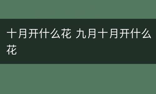 十月开什么花 九月十月开什么花