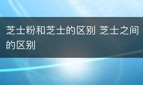芝士粉和芝士的区别 芝士之间的区别
