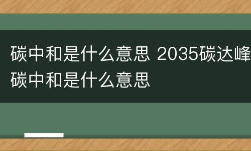 碳中和是什么意思 2035碳达峰碳中和是什么意思