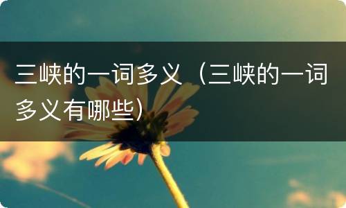 三峡的一词多义（三峡的一词多义有哪些）