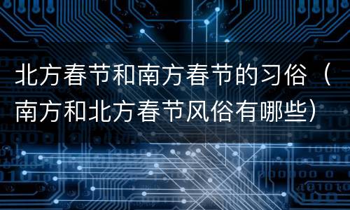 北方春节和南方春节的习俗（南方和北方春节风俗有哪些）