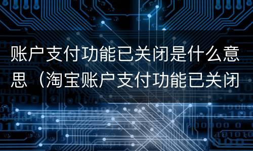 账户支付功能已关闭是什么意思（淘宝账户支付功能已关闭是什么意思）