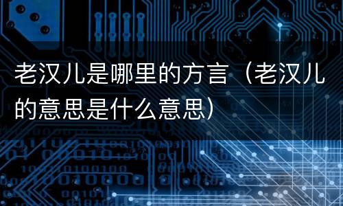 老汉儿是哪里的方言（老汉儿的意思是什么意思）