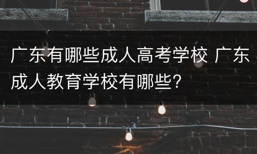 广东有哪些成人高考学校 广东成人教育学校有哪些?