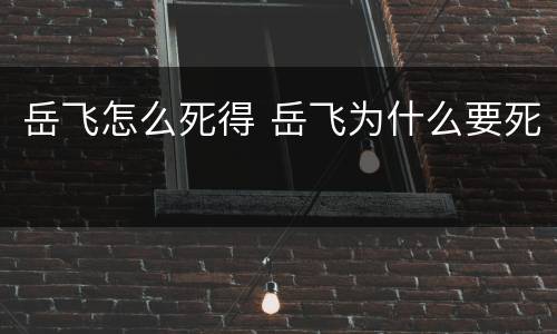岳飞怎么死得 岳飞为什么要死