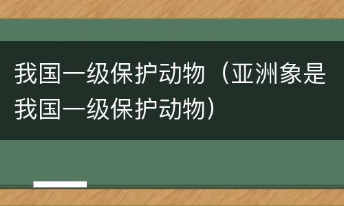 我国一级保护动物（亚洲象是我国一级保护动物）