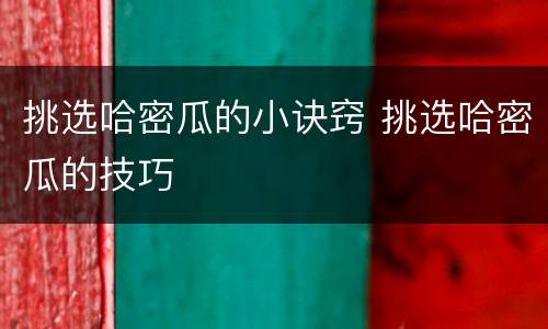 挑选哈密瓜的小诀窍 挑选哈密瓜的技巧