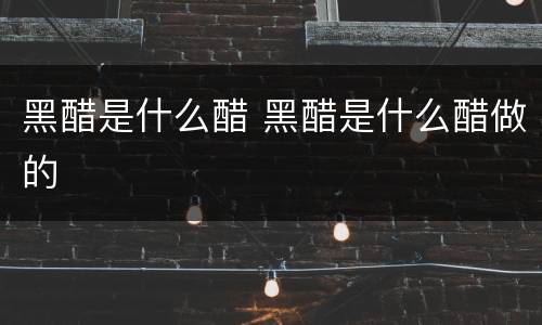 黑醋是什么醋 黑醋是什么醋做的
