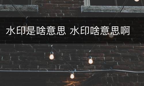 水印是啥意思 水印啥意思啊