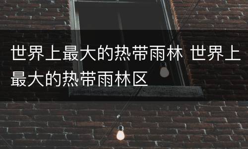 世界上最大的热带雨林 世界上最大的热带雨林区