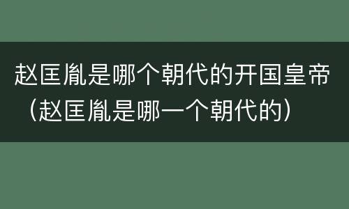 赵匡胤是哪个朝代的开国皇帝（赵匡胤是哪一个朝代的）