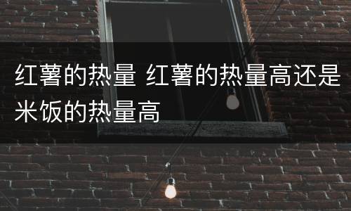 红薯的热量 红薯的热量高还是米饭的热量高
