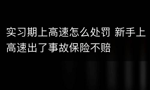实习期上高速怎么处罚 新手上高速出了事故保险不赔