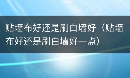 贴墙布好还是刷白墙好（贴墙布好还是刷白墙好一点）