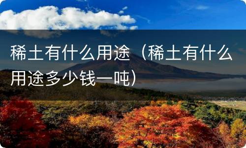稀土有什么用途（稀土有什么用途多少钱一吨）