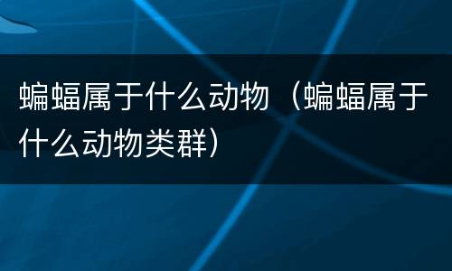 蝙蝠属于什么动物（蝙蝠属于什么动物类群）