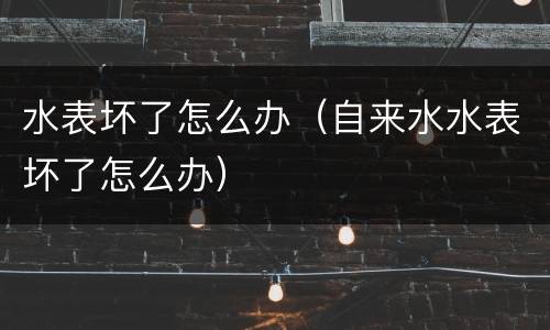 水表坏了怎么办（自来水水表坏了怎么办）