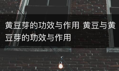黄豆芽的功效与作用 黄豆与黄豆芽的功效与作用