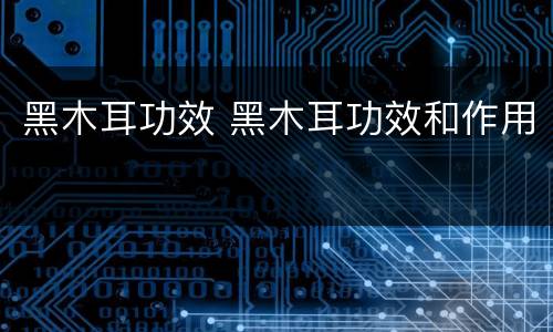 黑木耳功效 黑木耳功效和作用