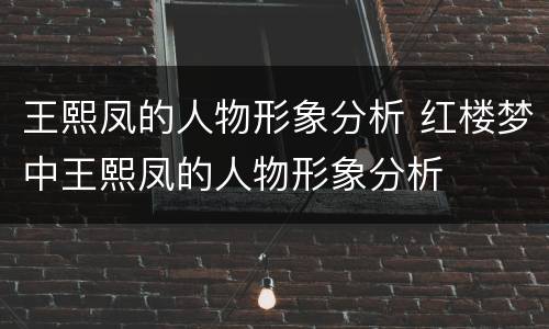 王熙凤的人物形象分析 红楼梦中王熙凤的人物形象分析
