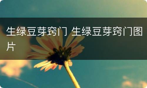 生绿豆芽窍门 生绿豆芽窍门图片