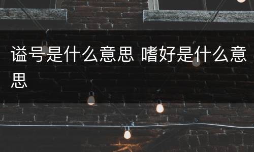 谥号是什么意思 嗜好是什么意思