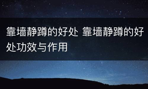 靠墙静蹲的好处 靠墙静蹲的好处功效与作用