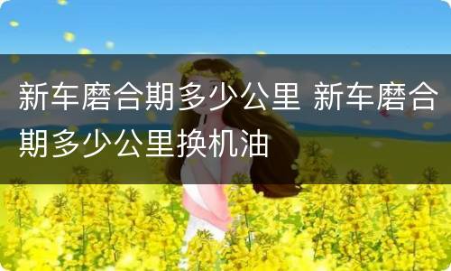 新车磨合期多少公里 新车磨合期多少公里换机油