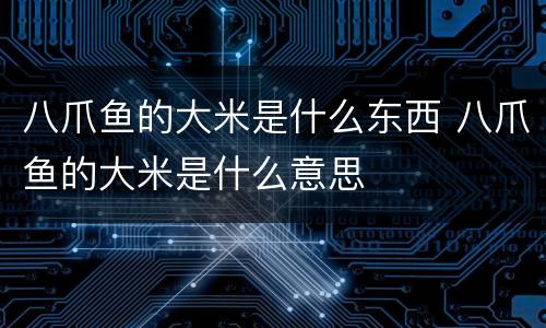 八爪鱼的大米是什么东西 八爪鱼的大米是什么意思