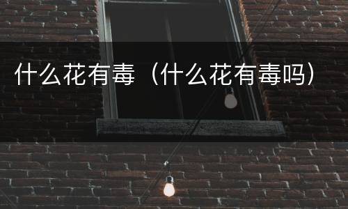 什么花有毒（什么花有毒吗）