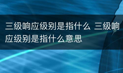 三级响应级别是指什么 三级响应级别是指什么意思