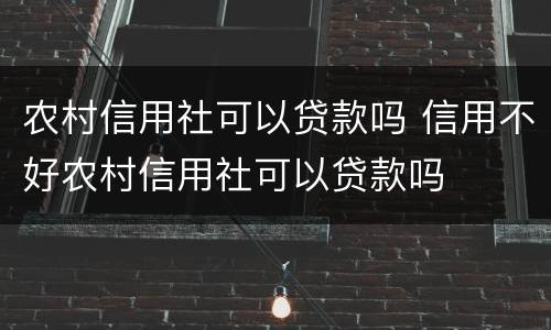 农村信用社可以贷款吗 信用不好农村信用社可以贷款吗