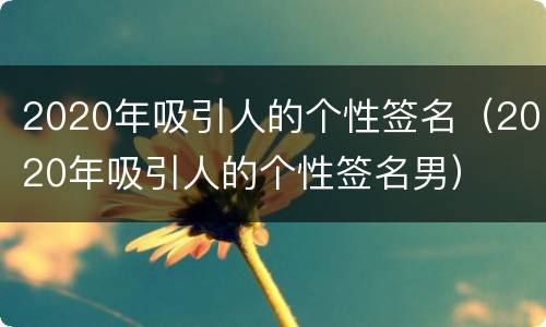 2020年吸引人的个性签名（2020年吸引人的个性签名男）