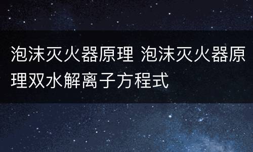 泡沫灭火器原理 泡沫灭火器原理双水解离子方程式
