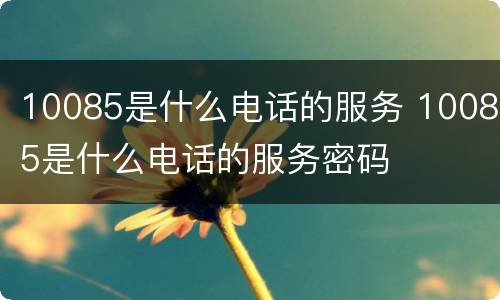 10085是什么电话的服务 10085是什么电话的服务密码