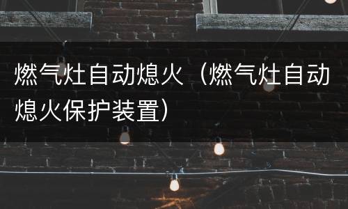 燃气灶自动熄火（燃气灶自动熄火保护装置）