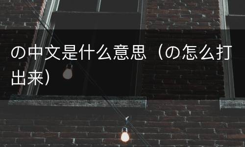 の中文是什么意思（の怎么打出来）