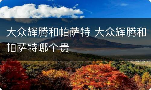 大众辉腾和帕萨特 大众辉腾和帕萨特哪个贵