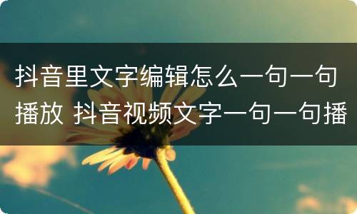 抖音里文字编辑怎么一句一句播放 抖音视频文字一句一句播放怎么制作