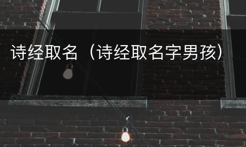 诗经取名（诗经取名字男孩）