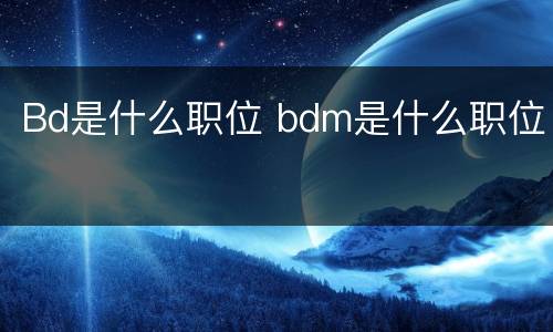 Bd是什么职位 bdm是什么职位