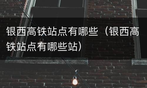 银西高铁站点有哪些（银西高铁站点有哪些站）