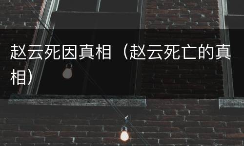 赵云死因真相（赵云死亡的真相）