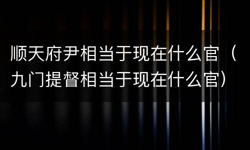 顺天府尹相当于现在什么官（九门提督相当于现在什么官）
