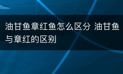 油甘鱼章红鱼怎么区分 油甘鱼与章红的区别