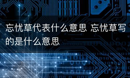 忘忧草代表什么意思 忘忧草写的是什么意思